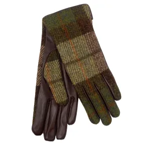 1FresHat guanti donna scozzese, taglia M, breen tartan, pelle lana verde