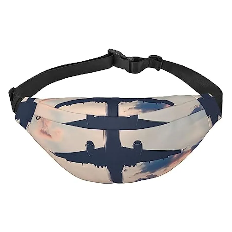 Airplane Sunset Sky Fanny Pack per donne uomini marsupio cintura regolabile casual petto borsa marsupione per viaggi escursionis