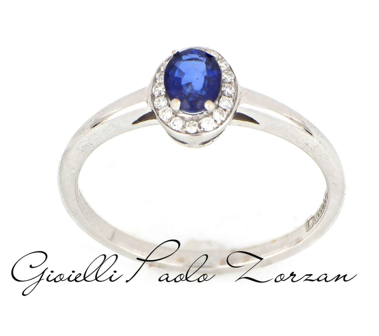 Anello in oro bianco diamanti e zaffiro GA0486