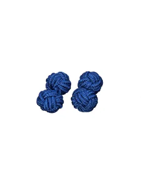Blue silk knot cufflinks