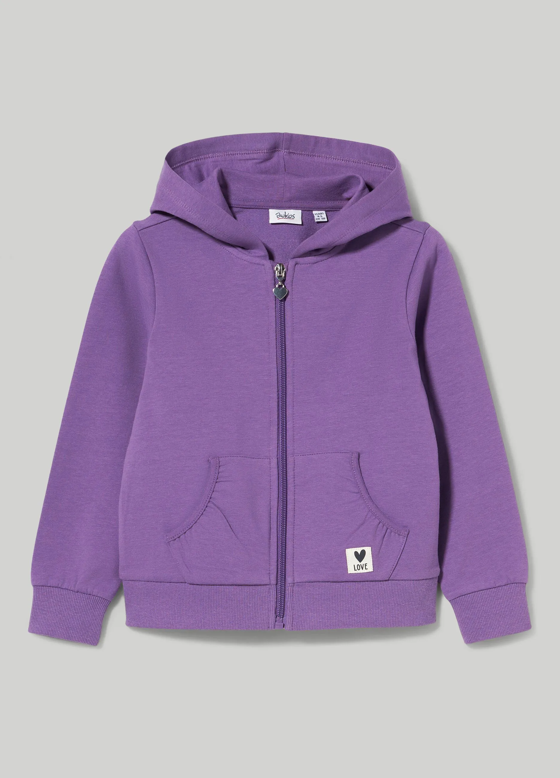 BLUKIDS  Felpa full zip con cappuccio bambina