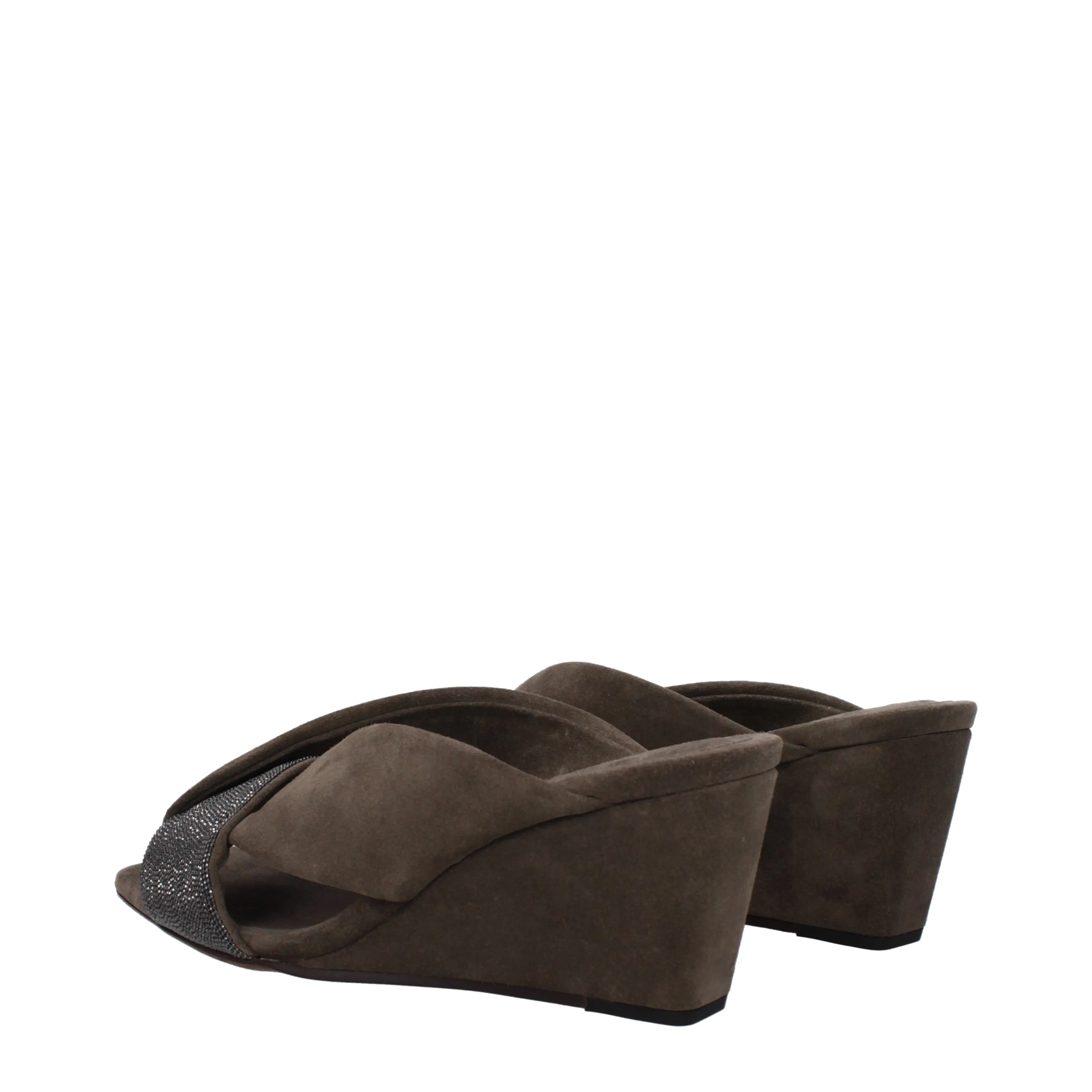 Brunello Cucinelli Zeppe Donna Camoscio Grigio