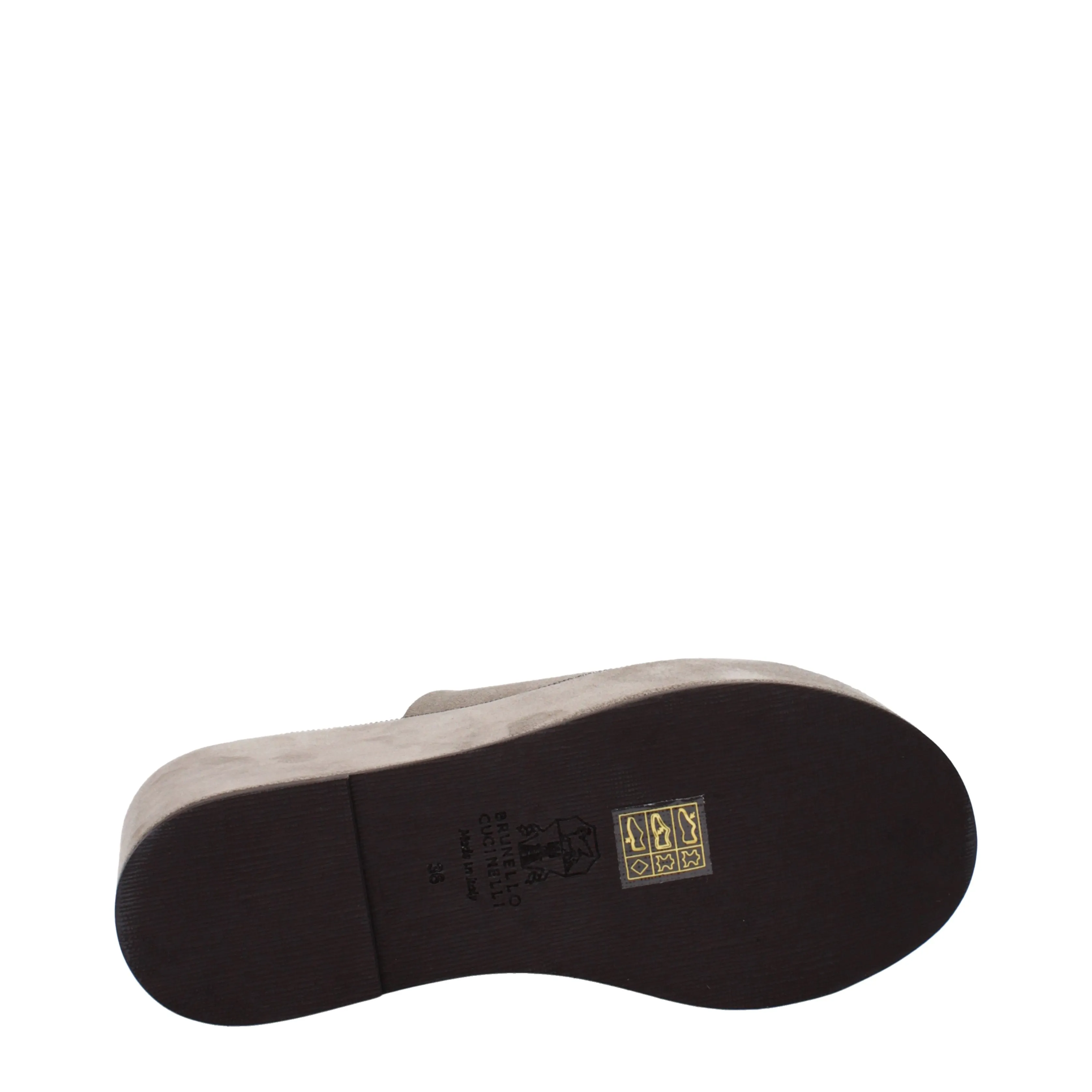 Brunello Cucinelli Zeppe Donna Camoscio Grigio/Fango