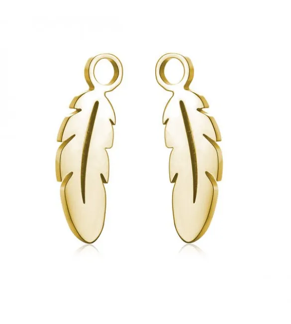 Charm Donna Gioielli Sagapò Happy Ears in acciaio 316L pvd oro per orecchini Piuma she018