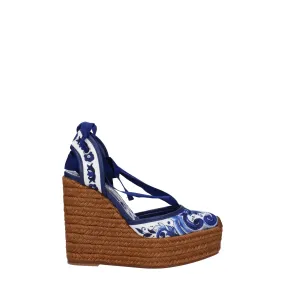 Dolce&Gabbana Zeppe Lola Donna Tessuto Blu