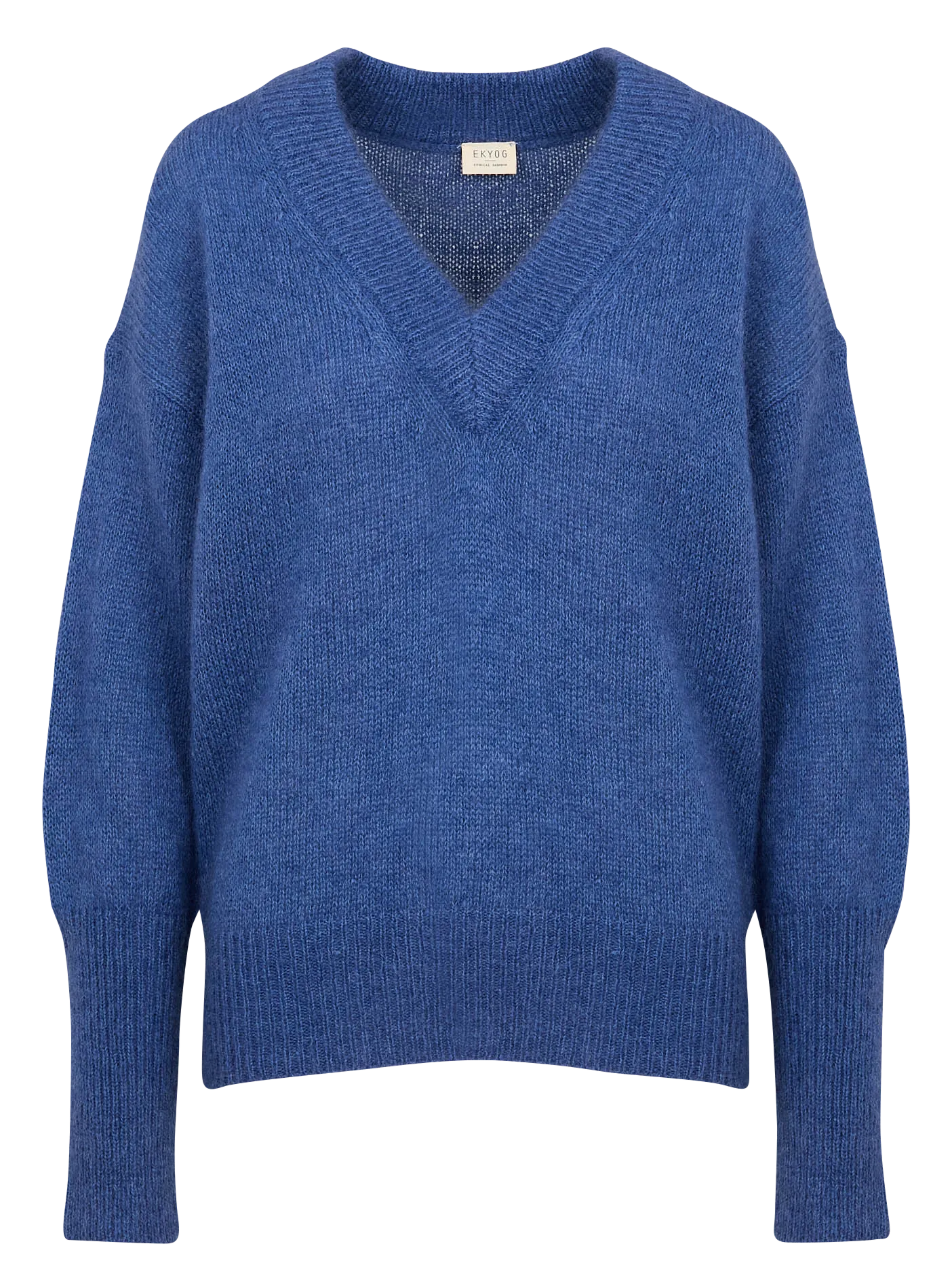  EKYOG   LORE - Maglione ampio scollo a V in lana e seta | Jeans stone-washed