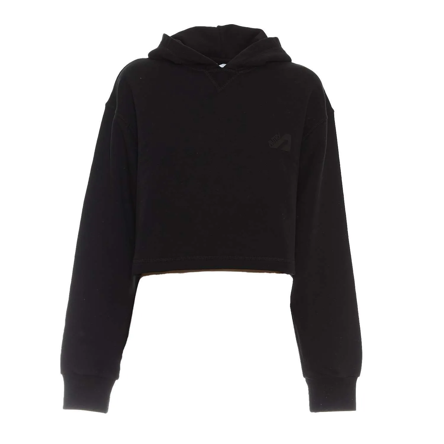 Felpa Con Cappuccio In Jersey Di Cotone Cropped Nero