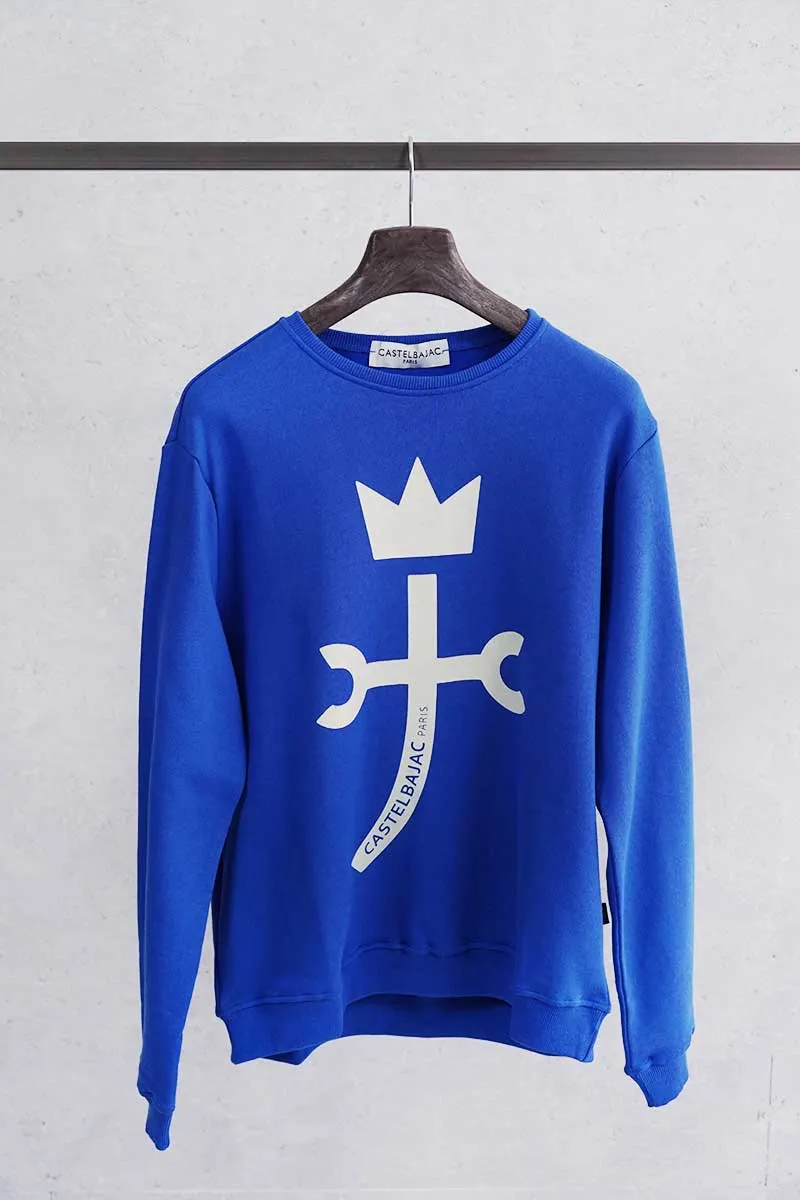 Felpa uomo blu elettrico con logo | Castelbajac