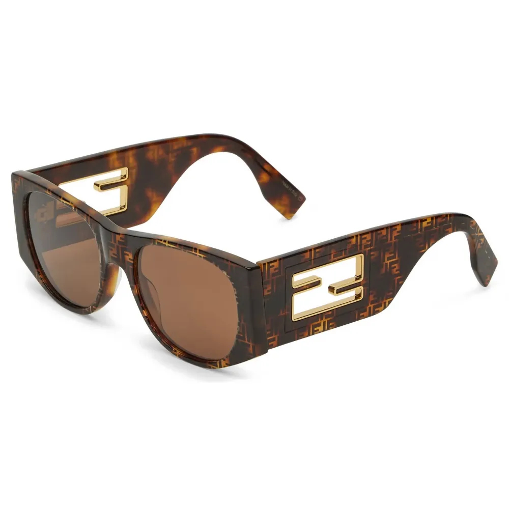 Fendi - Fendi Baguette - Occhiali da Sole Ovale Oversize - Havana - Occhiali da Sole - Fendi Eyewear
