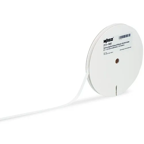 Guaina termorestringente WAGO Ø 9.5mm, col. Bianco, restringimento 2:1, L. 15m