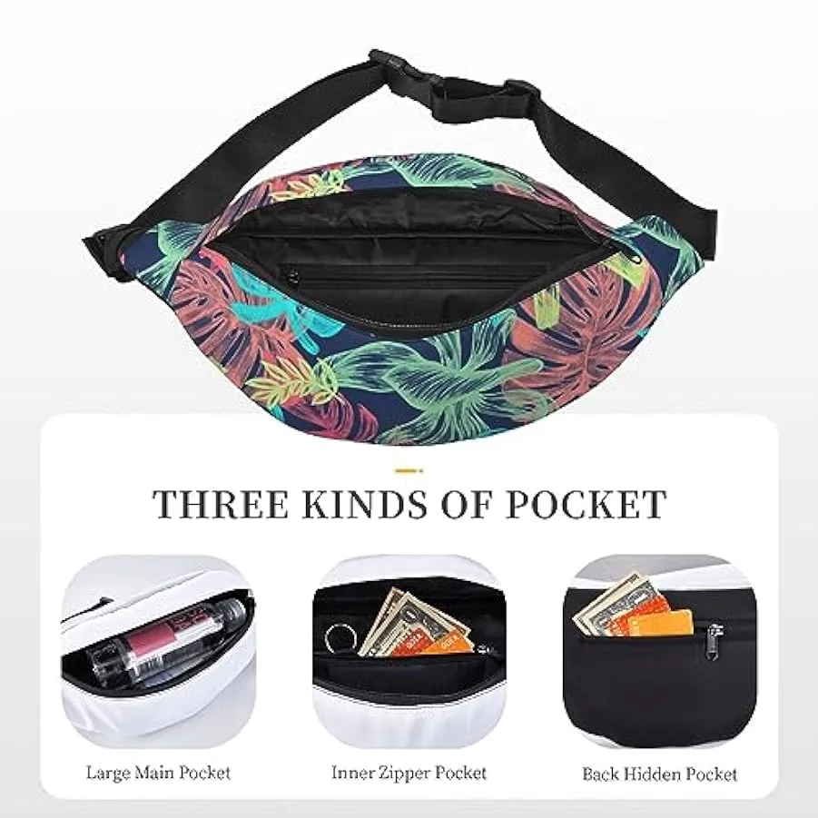 Illustrazione Digital Art Leaf Fanny Pack per le donne uomini marsupio cintura regolabile casual petto borsa marsupione per viag