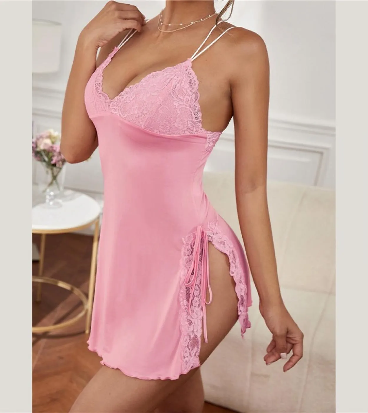 Indumenti da notte da donna Camicia da notte in seta Camicia da notte Camicia da notte Lingerie Camicia da notte Donna con spall