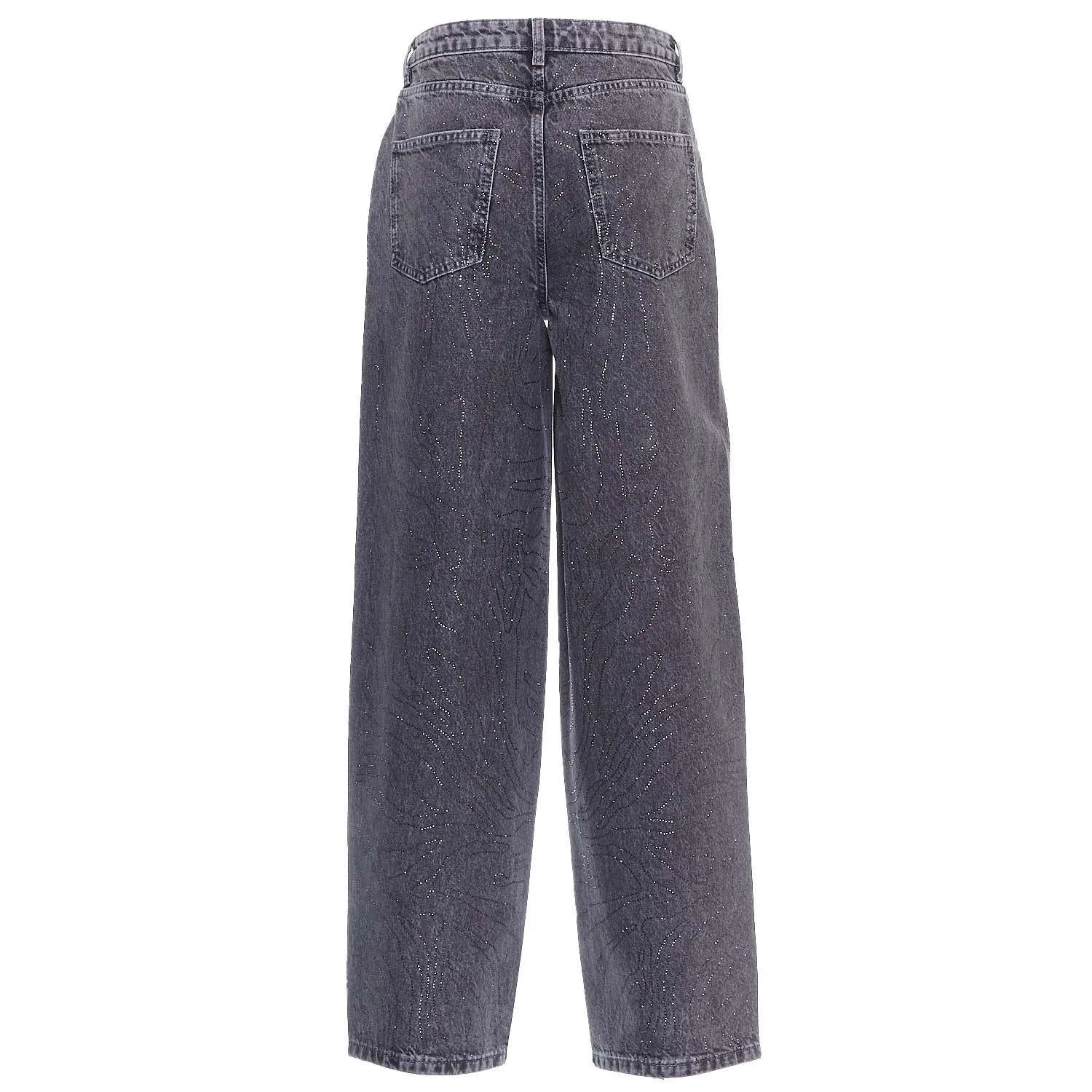 Jeans A Gamba Larga Con Strass