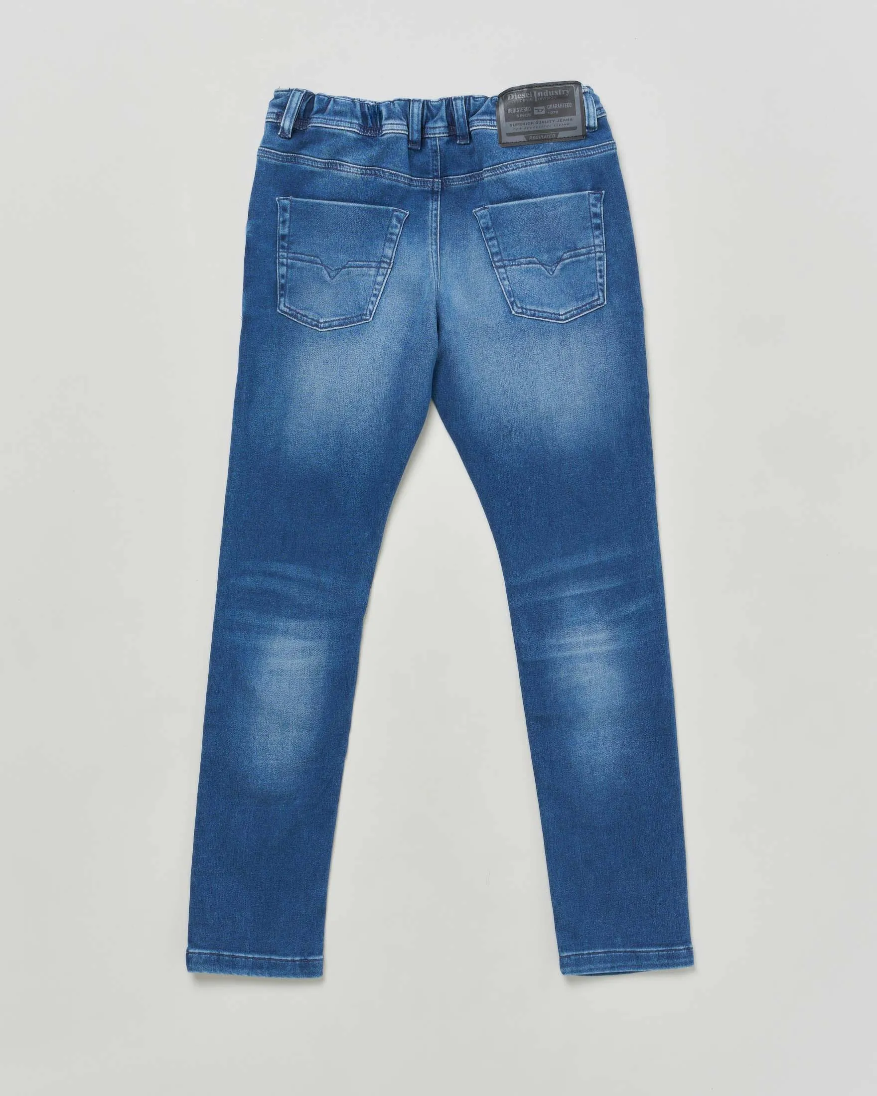 Jeans Krooley lavaggio medio stone washed in cotone stretch con coulisse in vita 10-16 anni