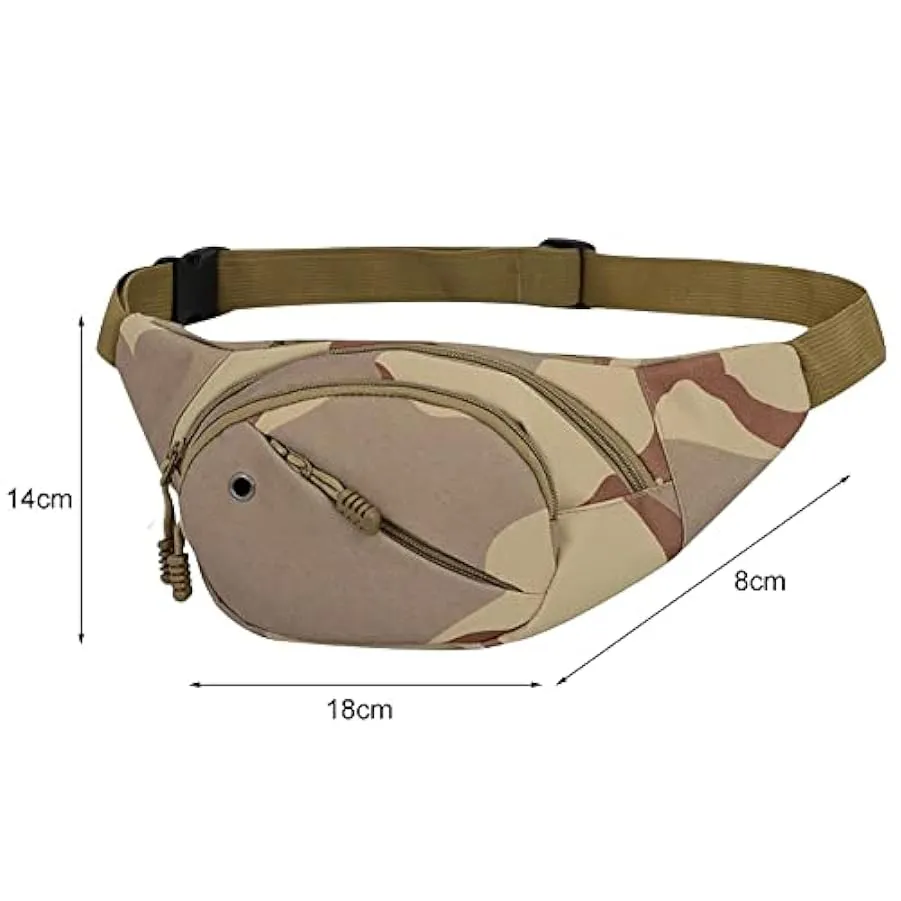 JOJOLOVEU Camouflage Marsupio da uomo Marsupio da uomo Marsupio Durevole Fanny Canvas Hip Bum Borsa sportiva Borsa da uomo Tasca