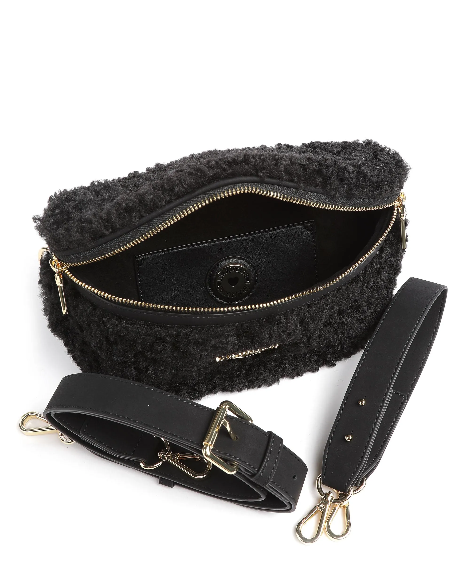  Love Moschino Love Furry Marsupio pelle sintetica, eco-pelliccia nero  