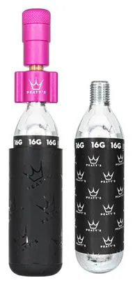 Peaty's Holeshot Road/Gravel Pink CO2 Inflator + 2 cartucce di CO2 (16g)