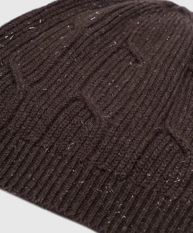 Peserico Cappello marrone con lana, seta e cashmere con lurex S36185F0709095