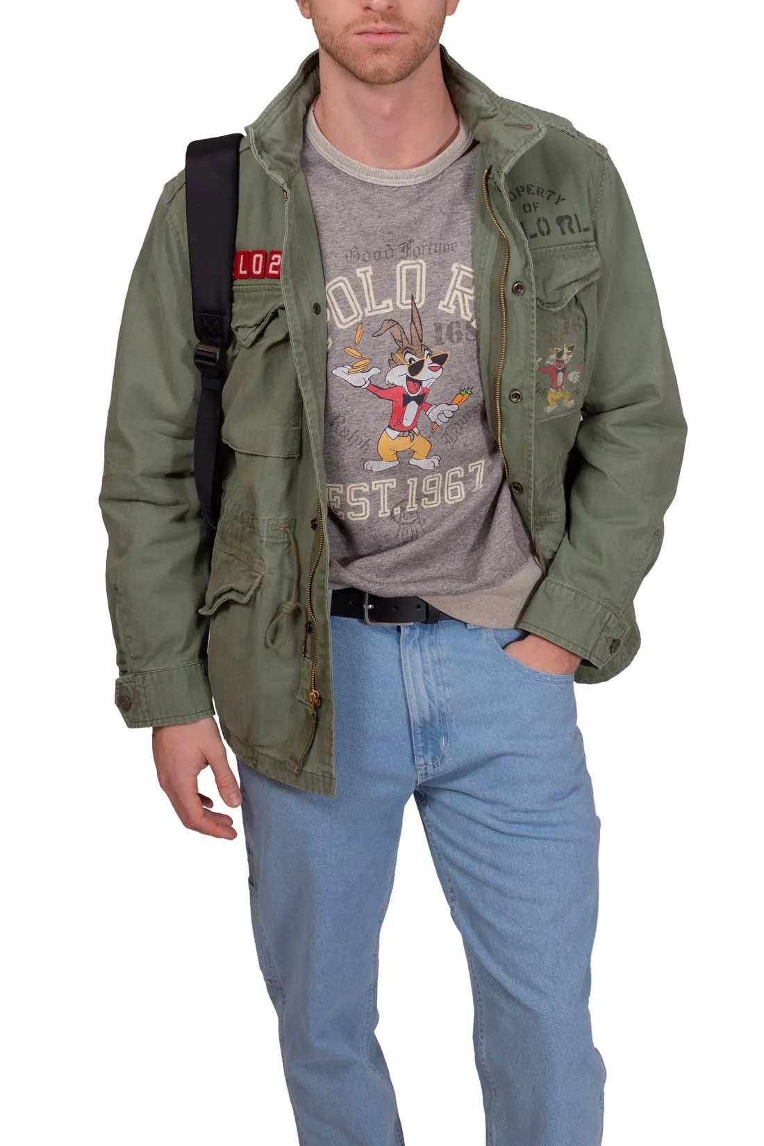 POLO RALPH LAUREN Felpa uomo con profili a contrasto e stampa logo