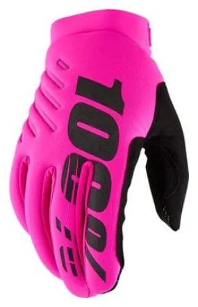 Rosa fluorescente / Nero 100% Guanti lunghi da donna Brisker