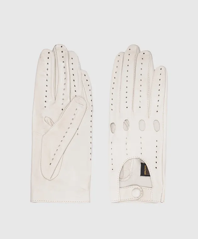 Sermoneta Gloves Guanti in pelle beige con perforazione AD