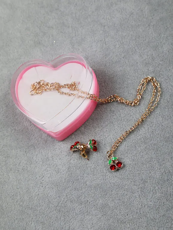 Solada Ensemble collier et boucles d'oreilles cerises fille
