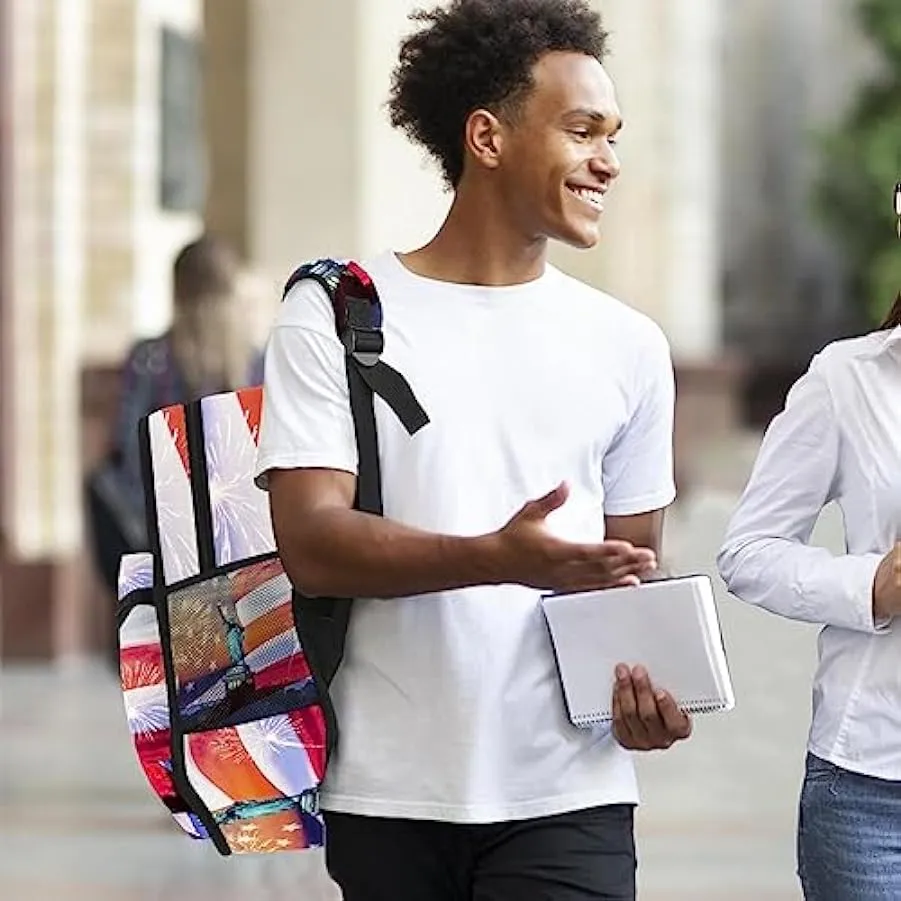 suojapuku Zaino casual per uomo e donna Zaino classico di base,la Statua della Libertà negli Stati Uniti,Zaino universitario pic