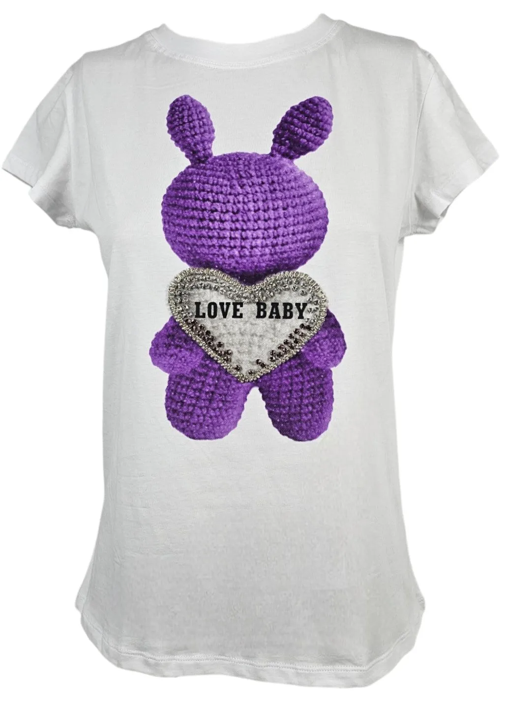 T-shirt bianca orsetto colorato