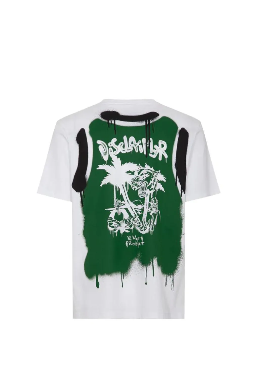 T-SHIRT BIANCA UOMO DISCLAIMER STAMPA RETRO 54465