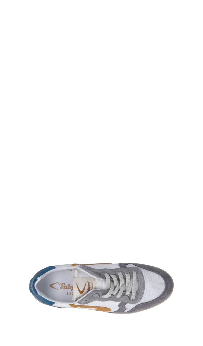 VALSPORT Sneaker uomo bianca/grigia/gialla/azzurra in suede